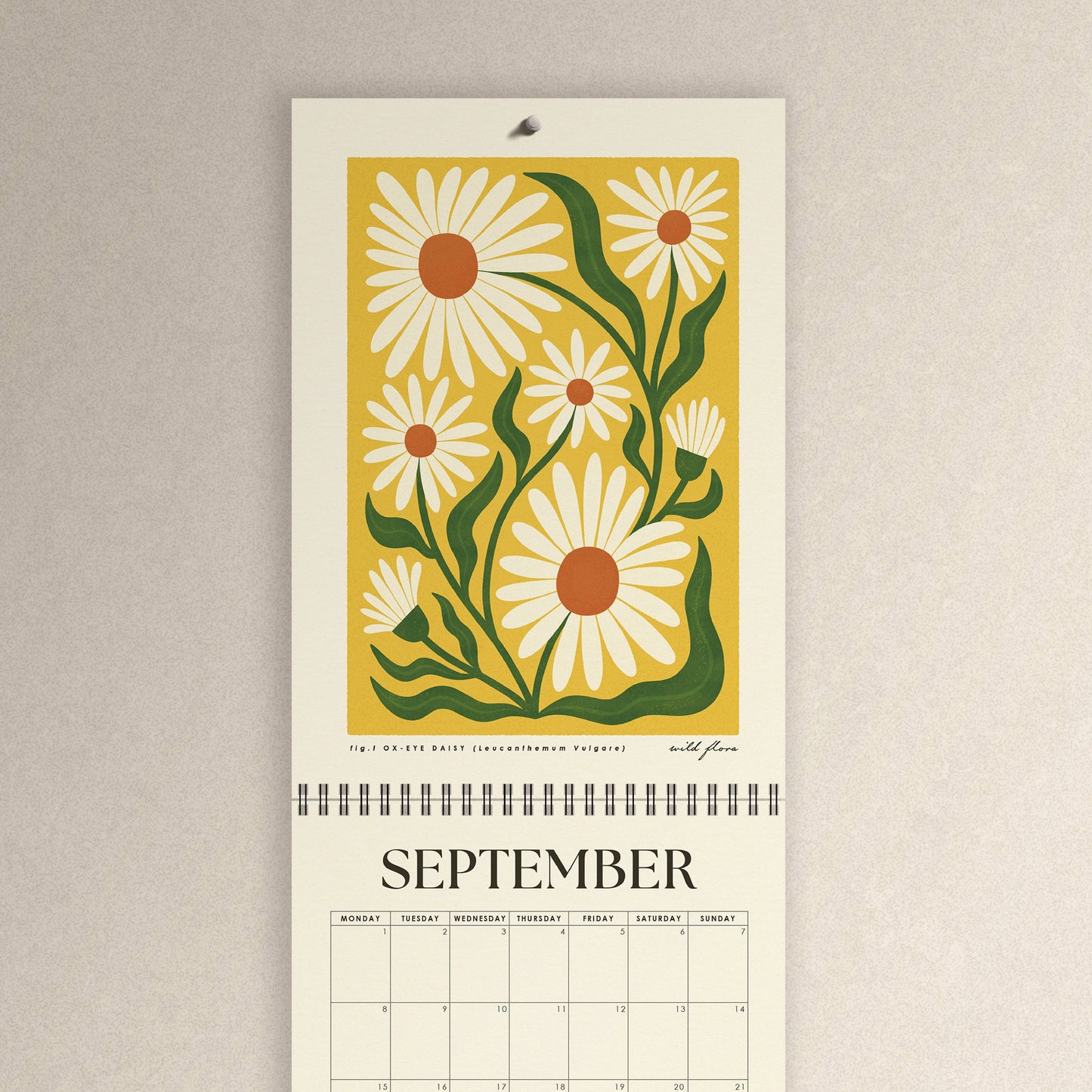 2026 Illustrated Wild Flower Eco friendly Wall Calendar - A4: Naked