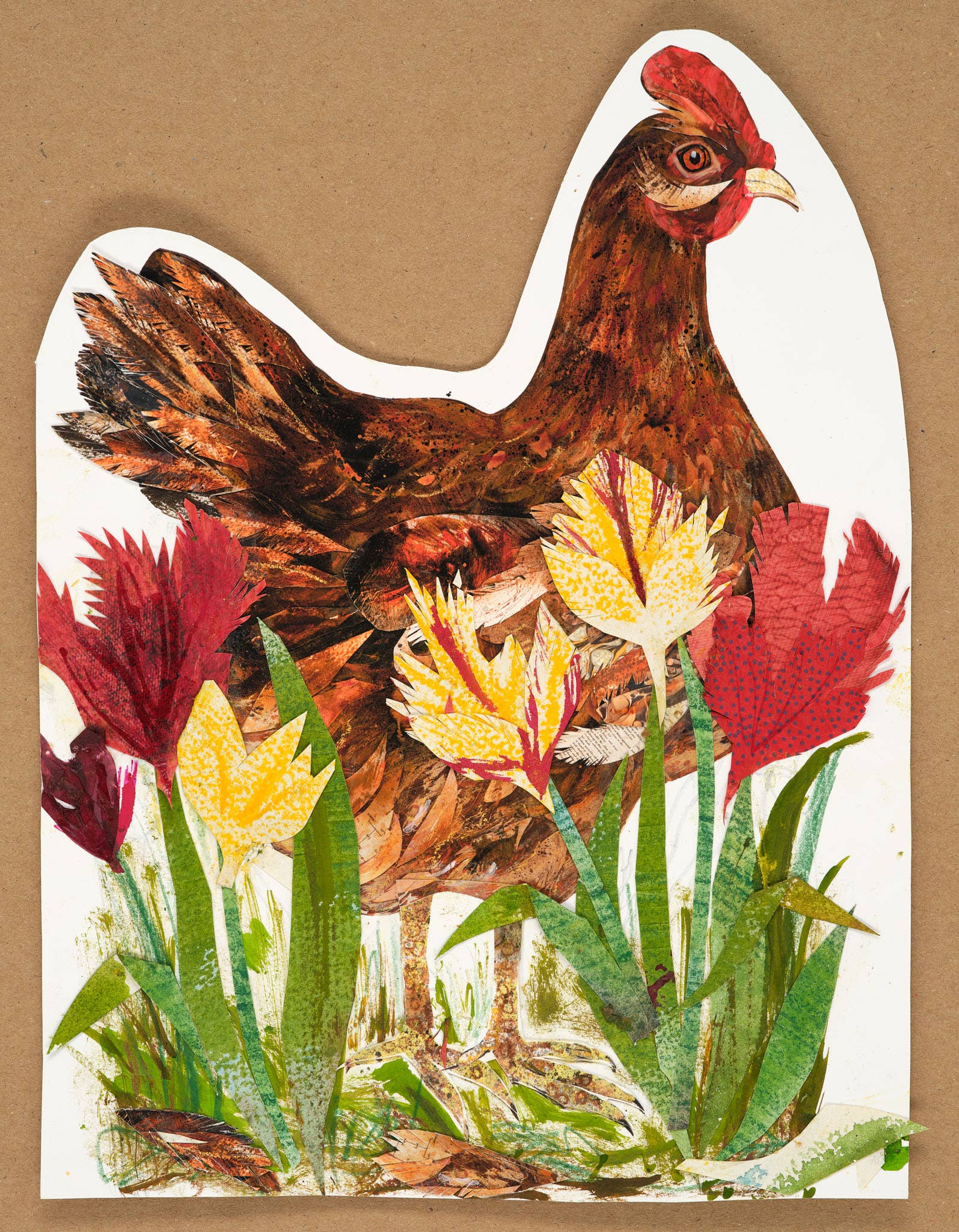 Penny in the Tulips die cut blank greeting card