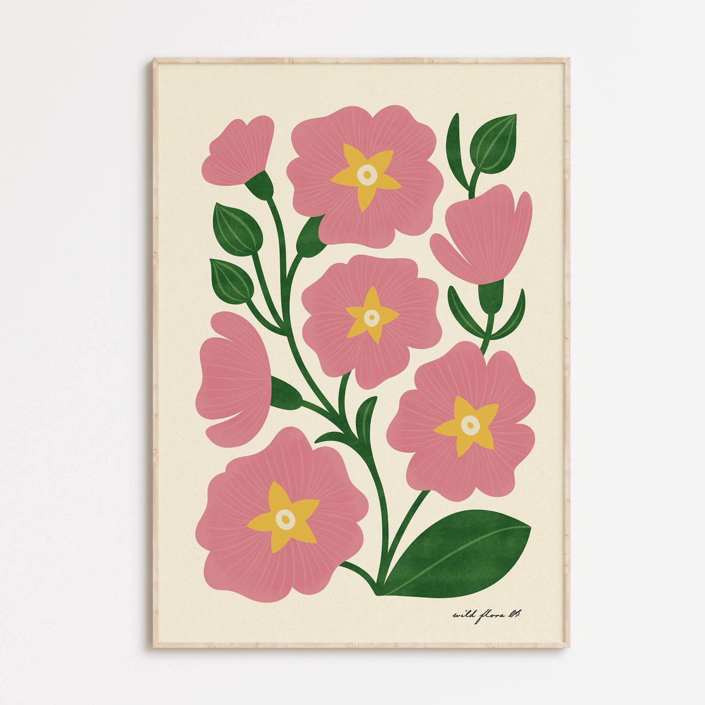 Primrose | Modern-Retro Wildflower Art Print | Wall Decor: A5 - 148 x 210 mm (5.8 x 8.3 inches)