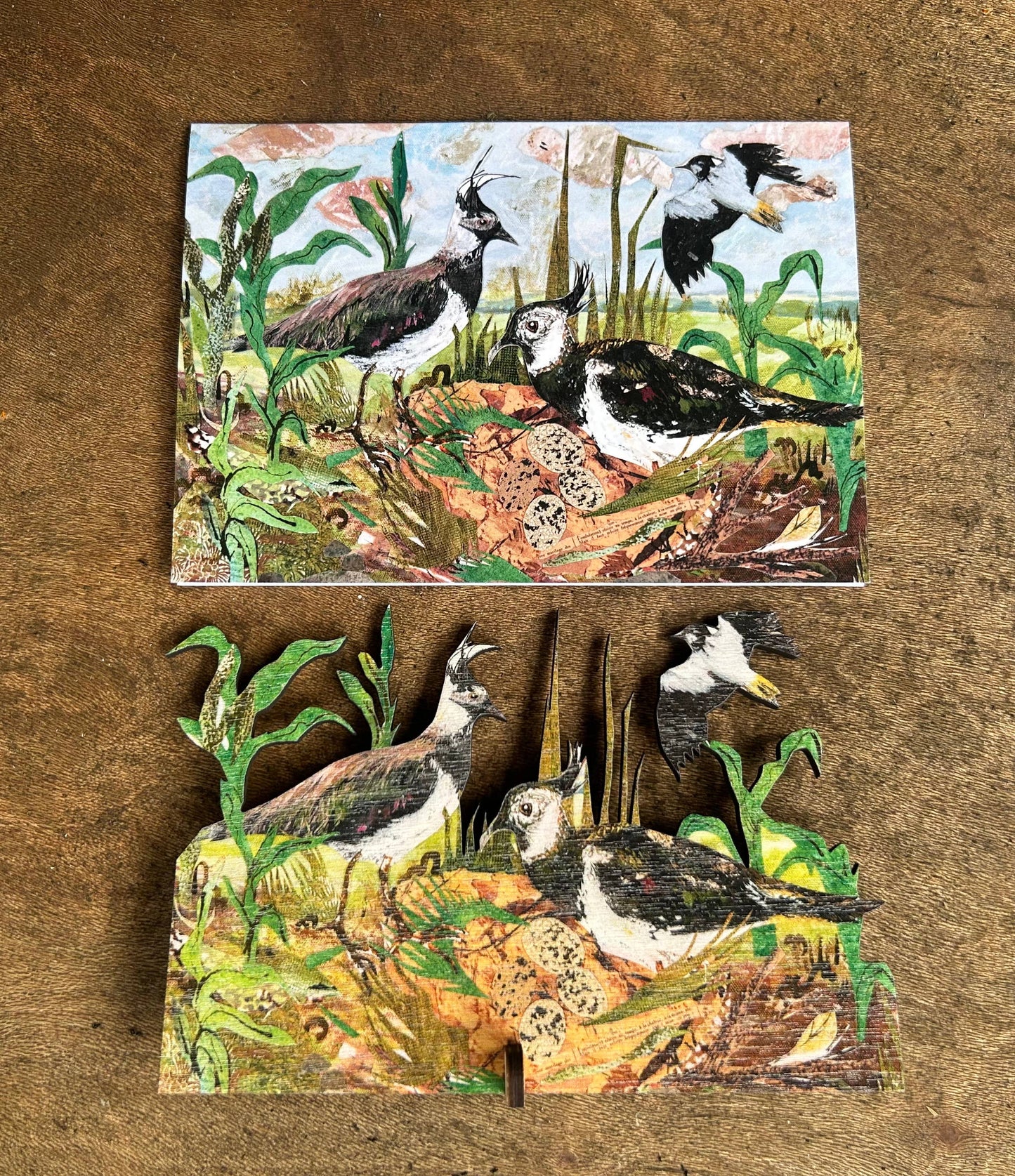Lapwing Nest laser cut birch plywood keepsake and card