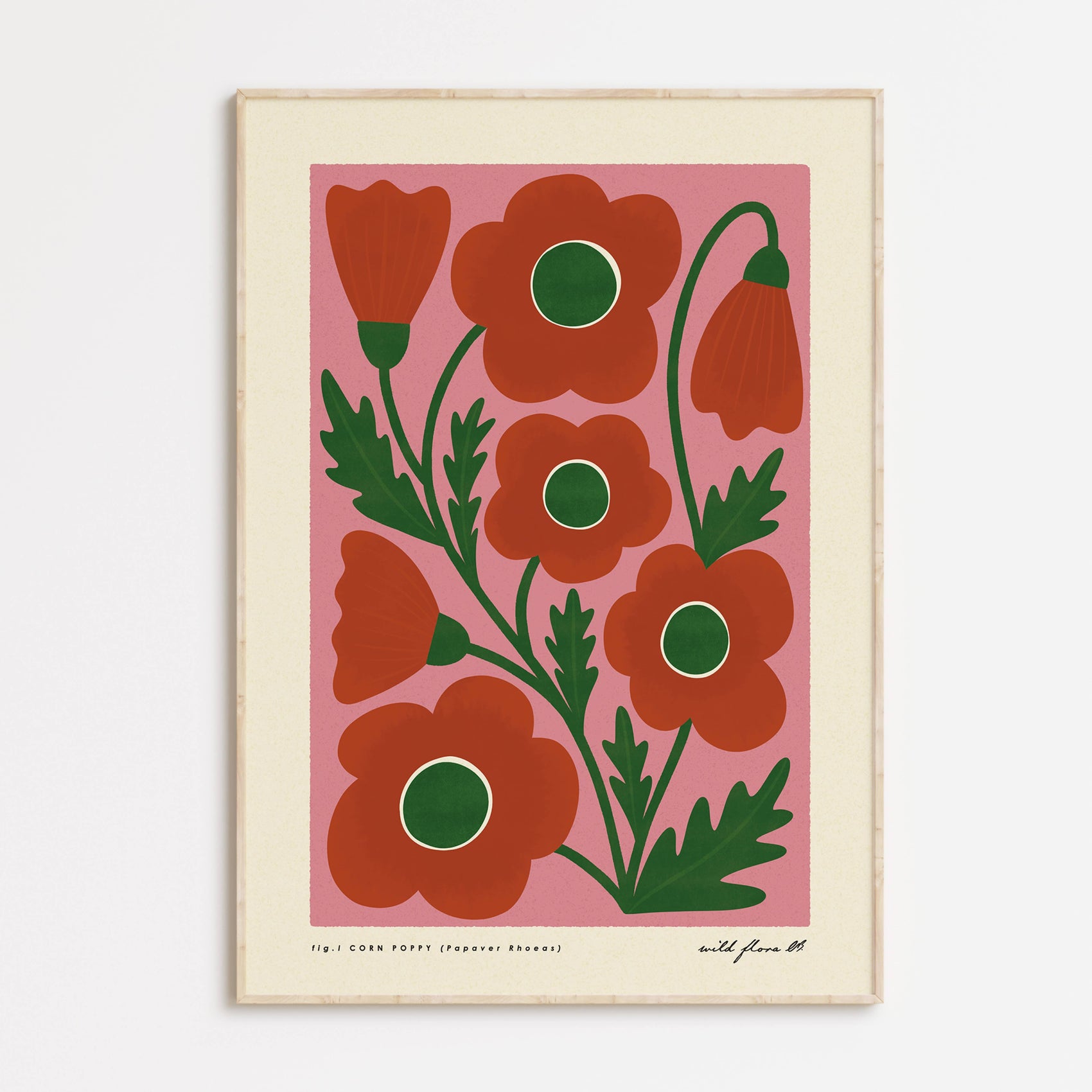Corn Poppy | Modern-Retro Wildflower Art Print | Wall Decor: A4 - 210 x 297 mm (8.3 x 11.7 inches)