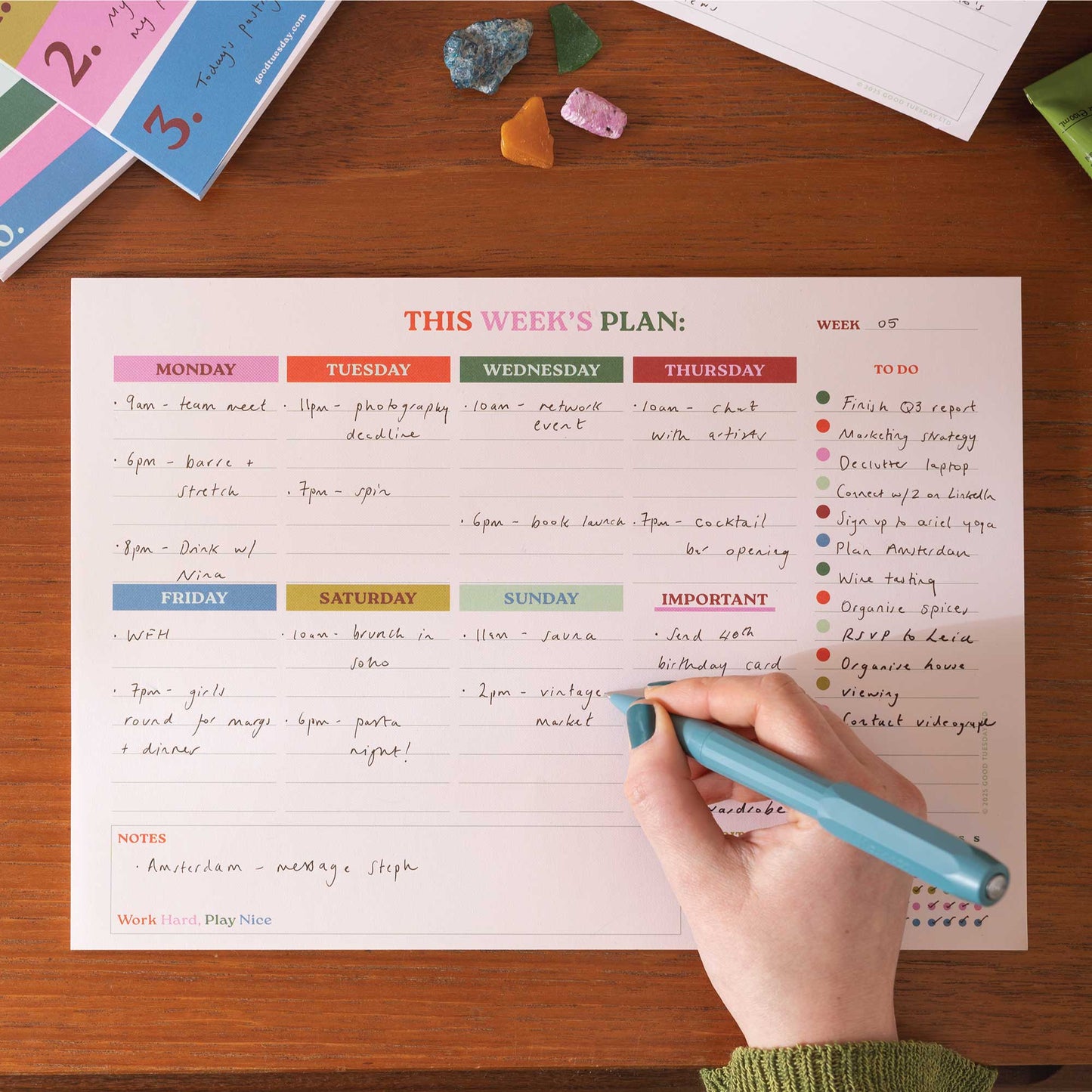 A4 Weekly Planner Pad | Habit Tracker | Work Hard, Play Nice