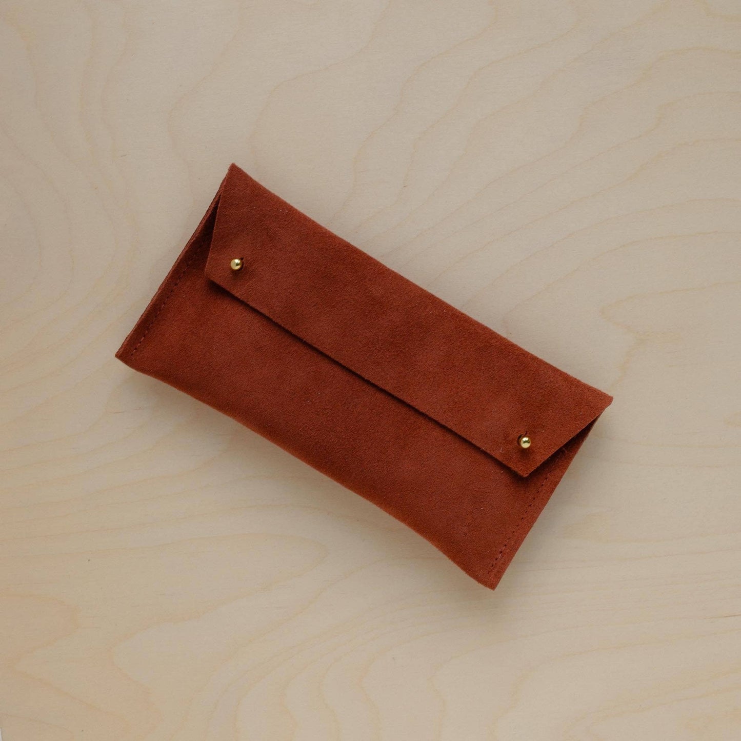 Suede Double Stud Glasses Case: Plum Purple / Gold