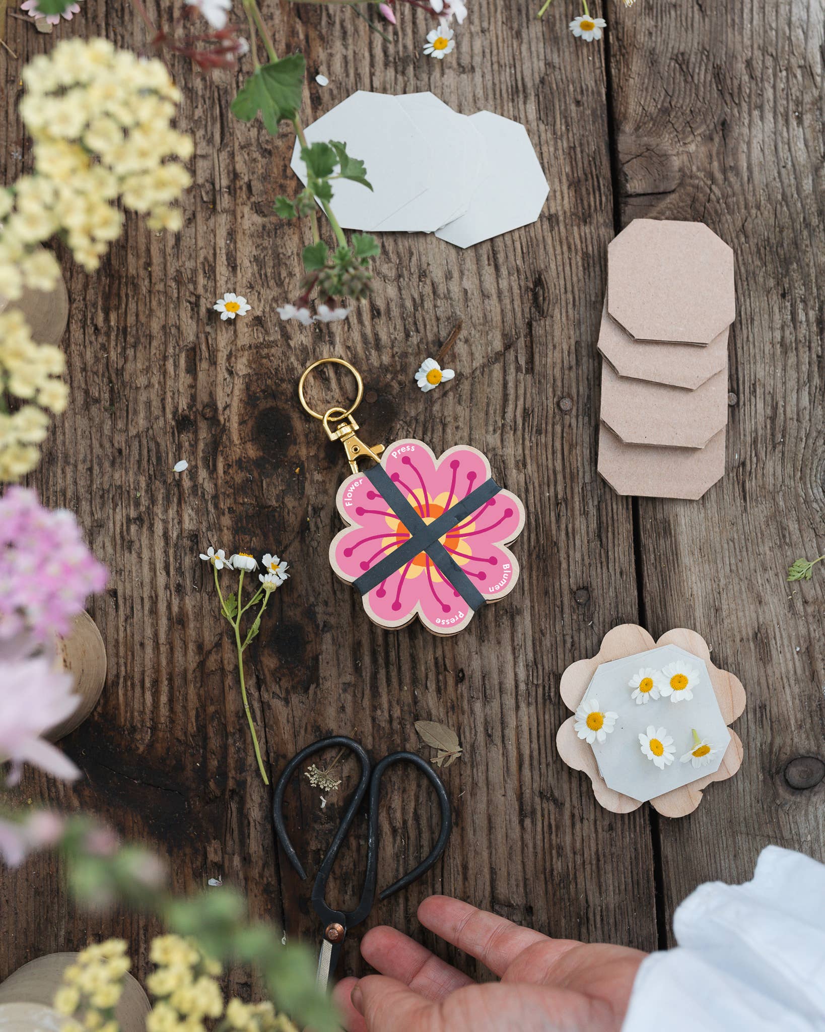 Keyring Flower Press - Oranges & Pinks