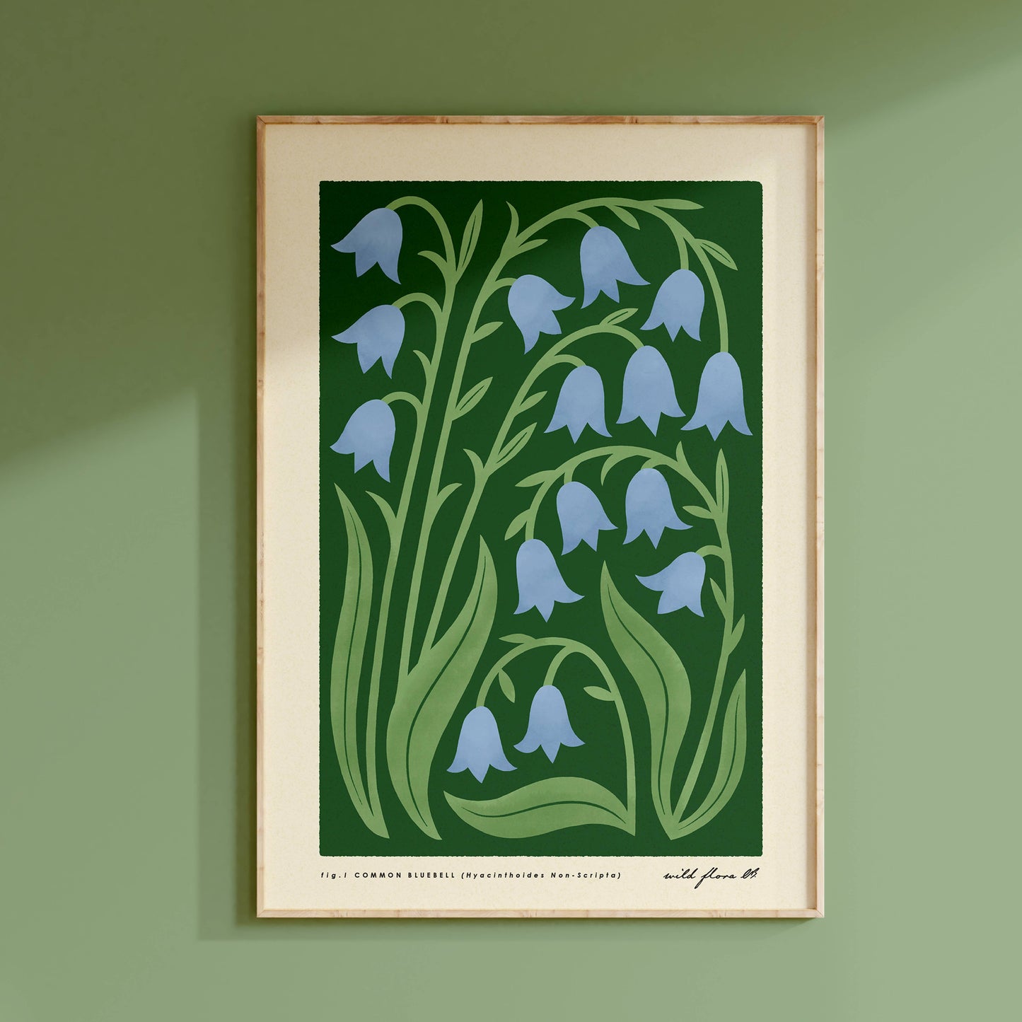 Bluebell | Modern-Retro Wildflower Art Print Wall Decor: A4 - 210 x 297 mm (8.3 x 11.7 inches)