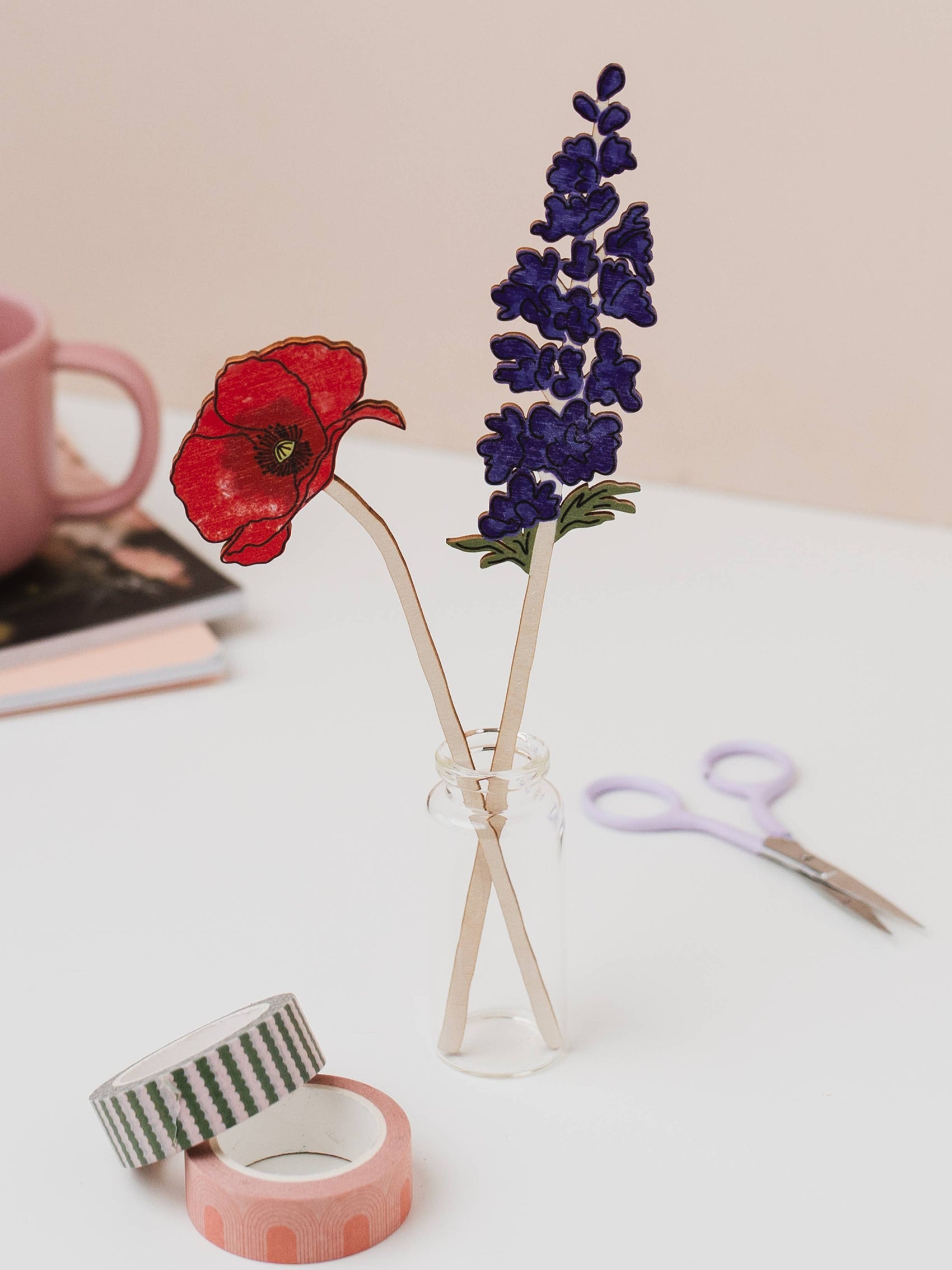 Wooden Delphinium – July Birth Flower - Sustainable Gift