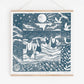 Into the Waves Card, swimming, seaside, friends, ocean, blue