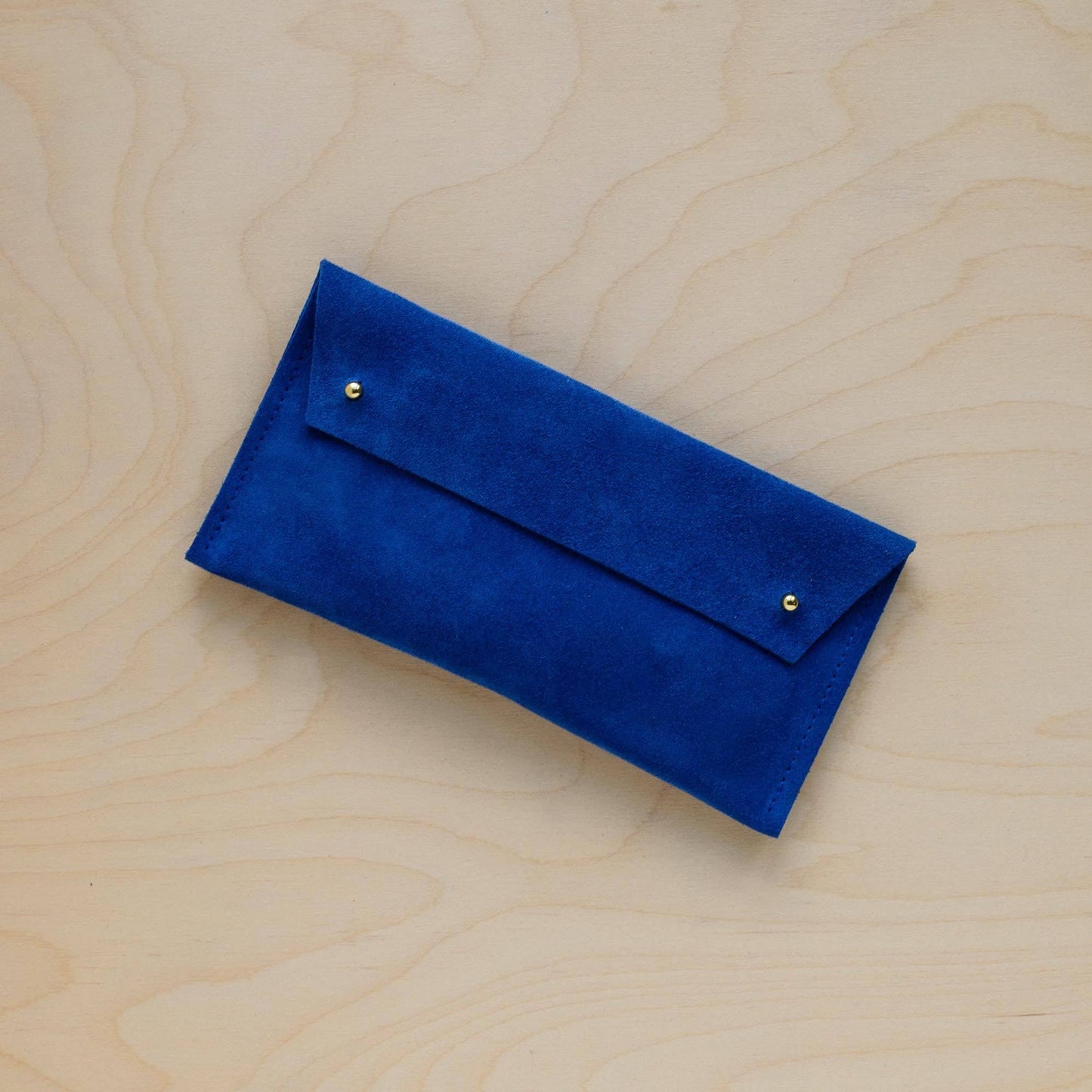 Suede Double Stud Glasses Case: Tan Brown / Gold