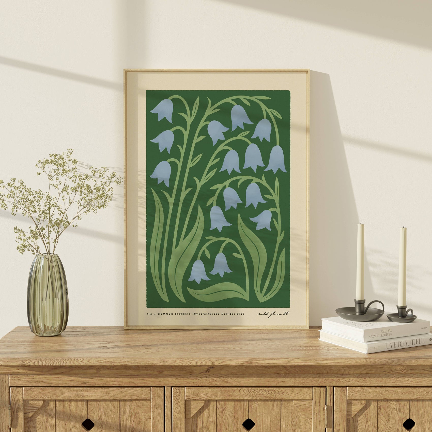 Bluebell | Modern-Retro Wildflower Art Print Wall Decor: A4 - 210 x 297 mm (8.3 x 11.7 inches)