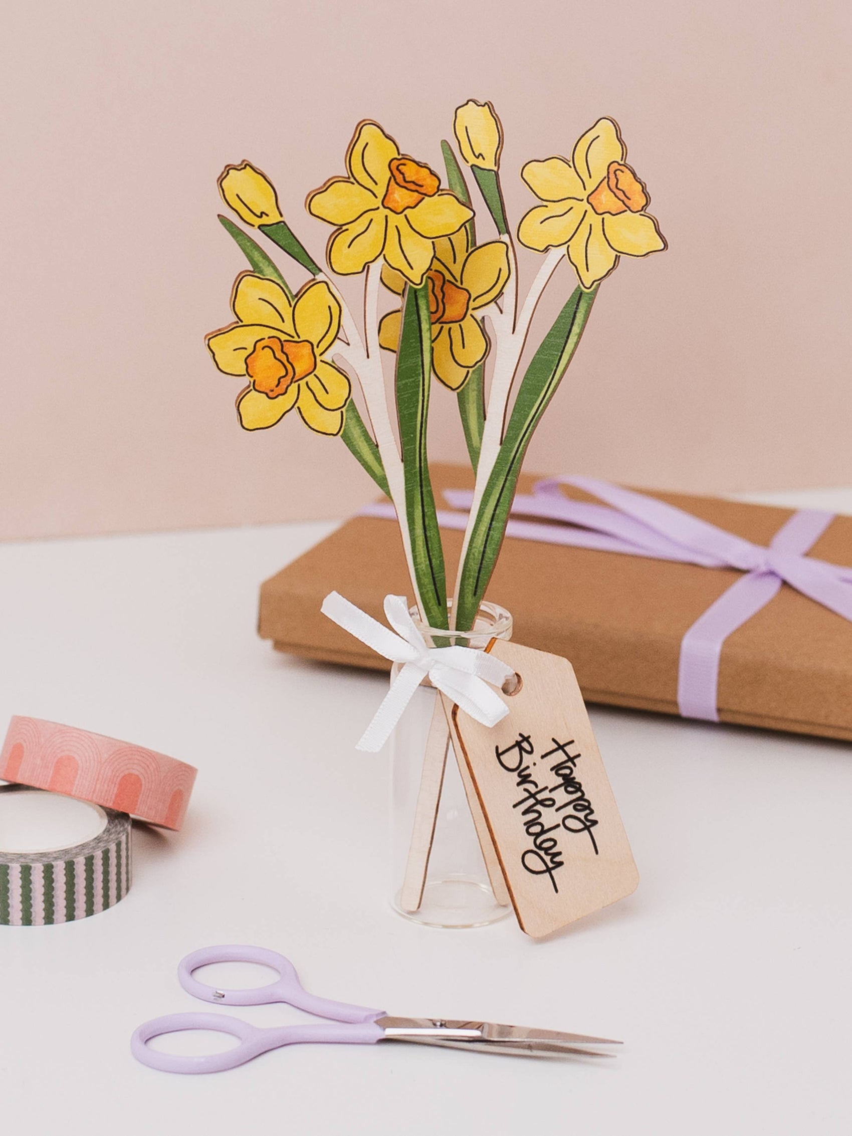 Wooden Daffodil Gift – March Birth Flower - Sustainable Gift
