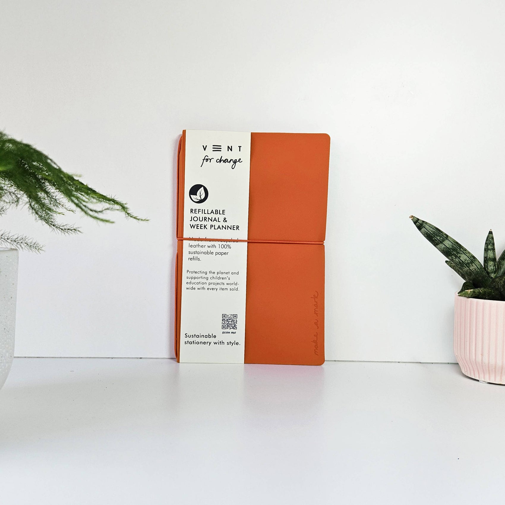 Make a Mark Refillable Planner Orange - Recycled Leather