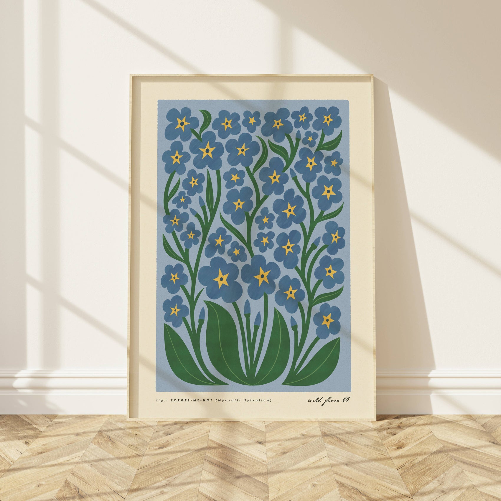 Forget Me Not | Modern-Retro Wildflower Art Print Wall Decor: A3 - 297 x 420mm (11.7 x 16.5 inches)