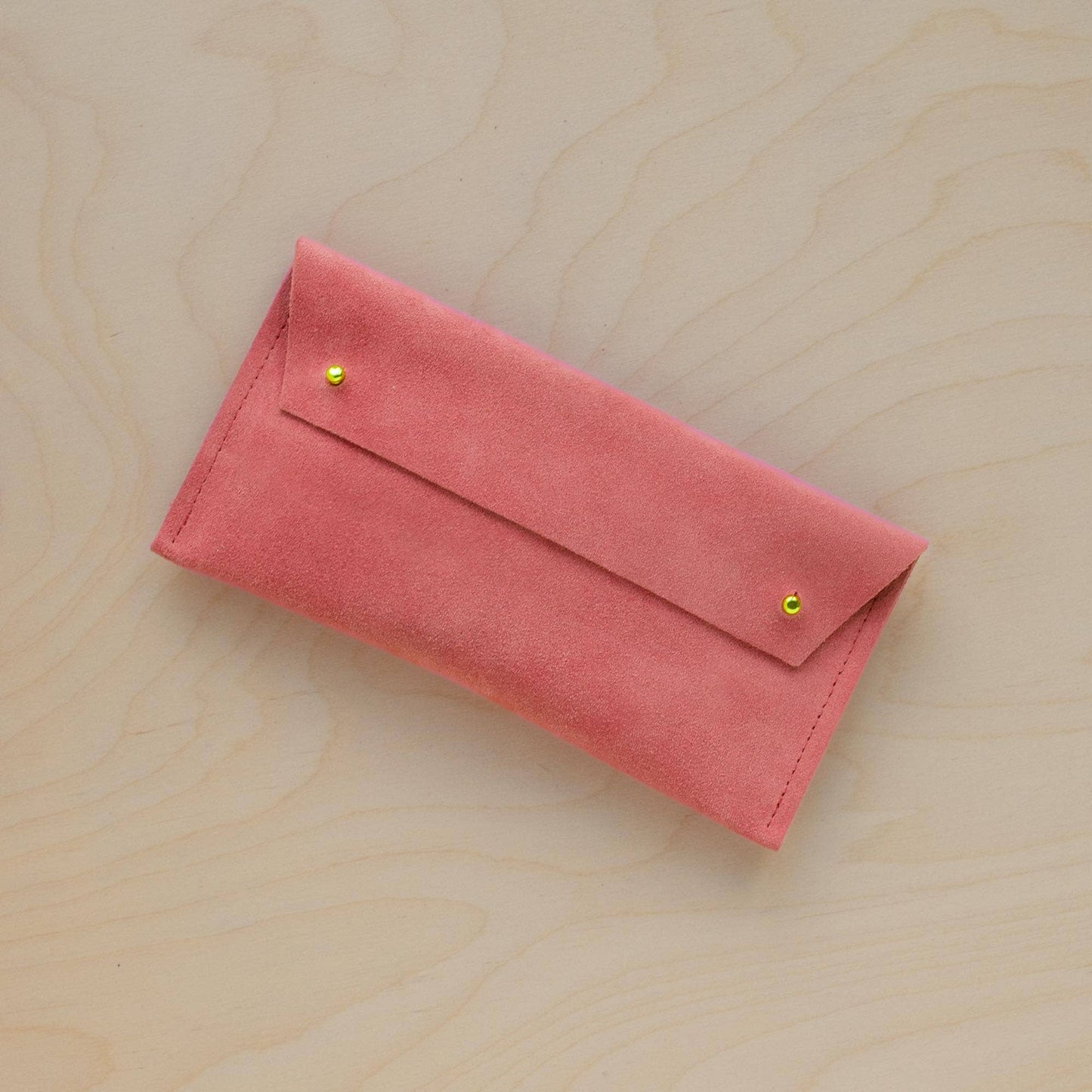 Suede Double Stud Glasses Case: Jade Green / Gold