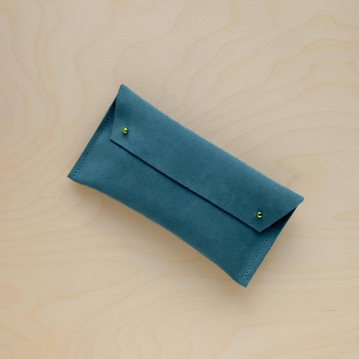 Suede Double Stud Glasses Case: Jade Green / Gold