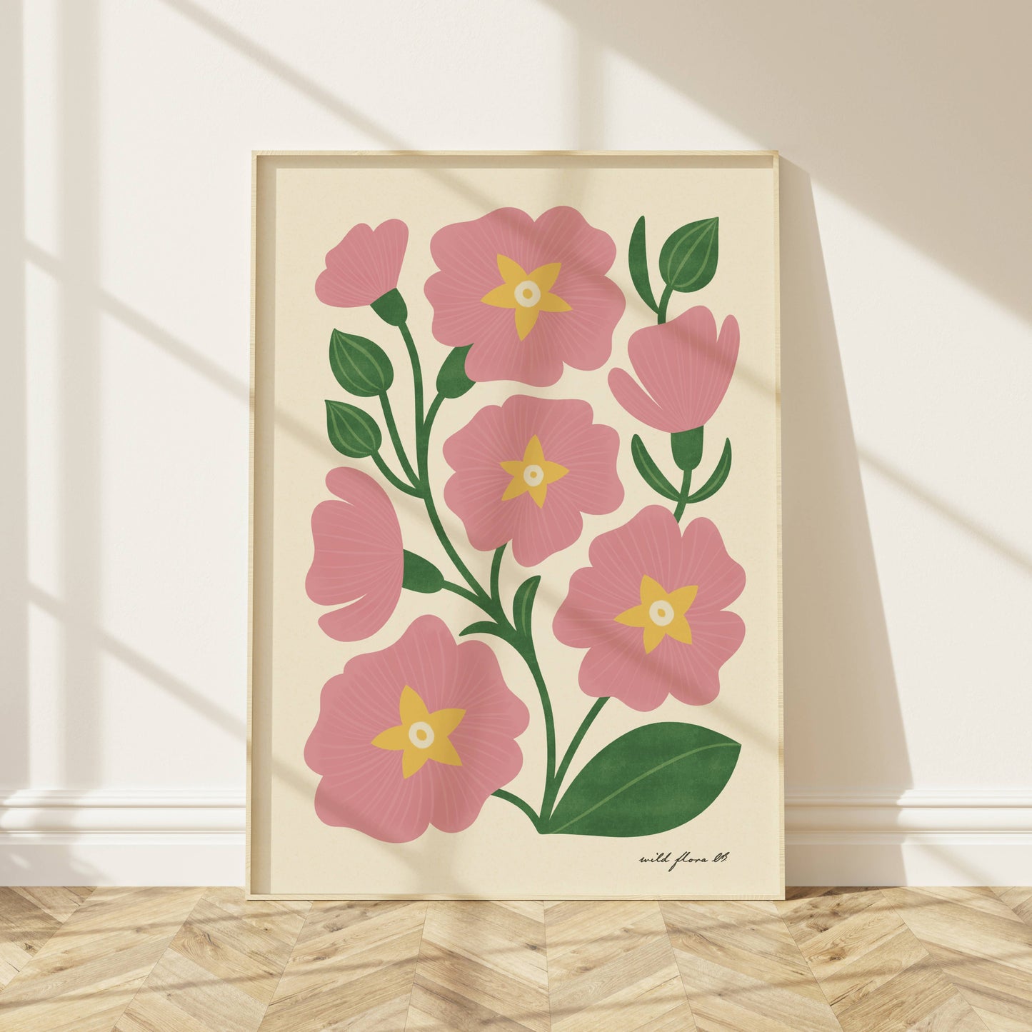 Primrose | Modern-Retro Wildflower Art Print | Wall Decor: A5 - 148 x 210 mm (5.8 x 8.3 inches)