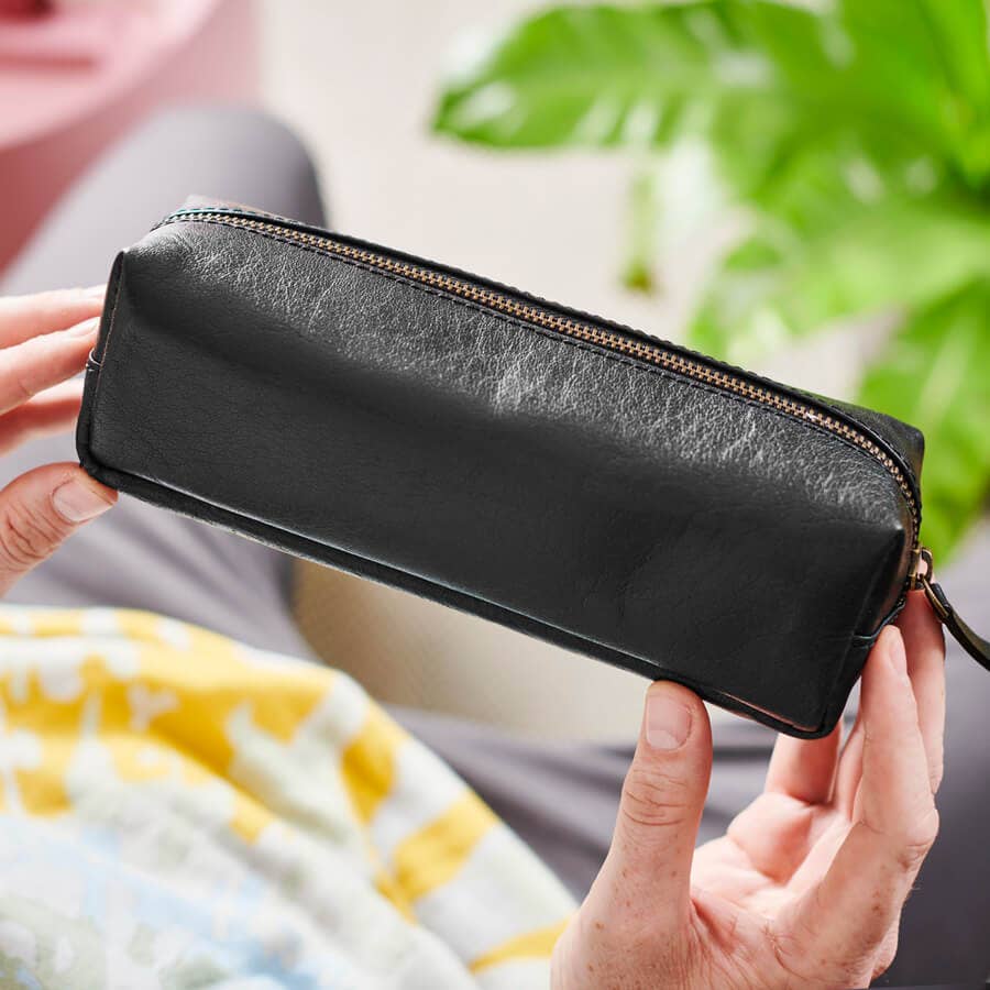 Leather Pencil Case With Personalisation: Tan