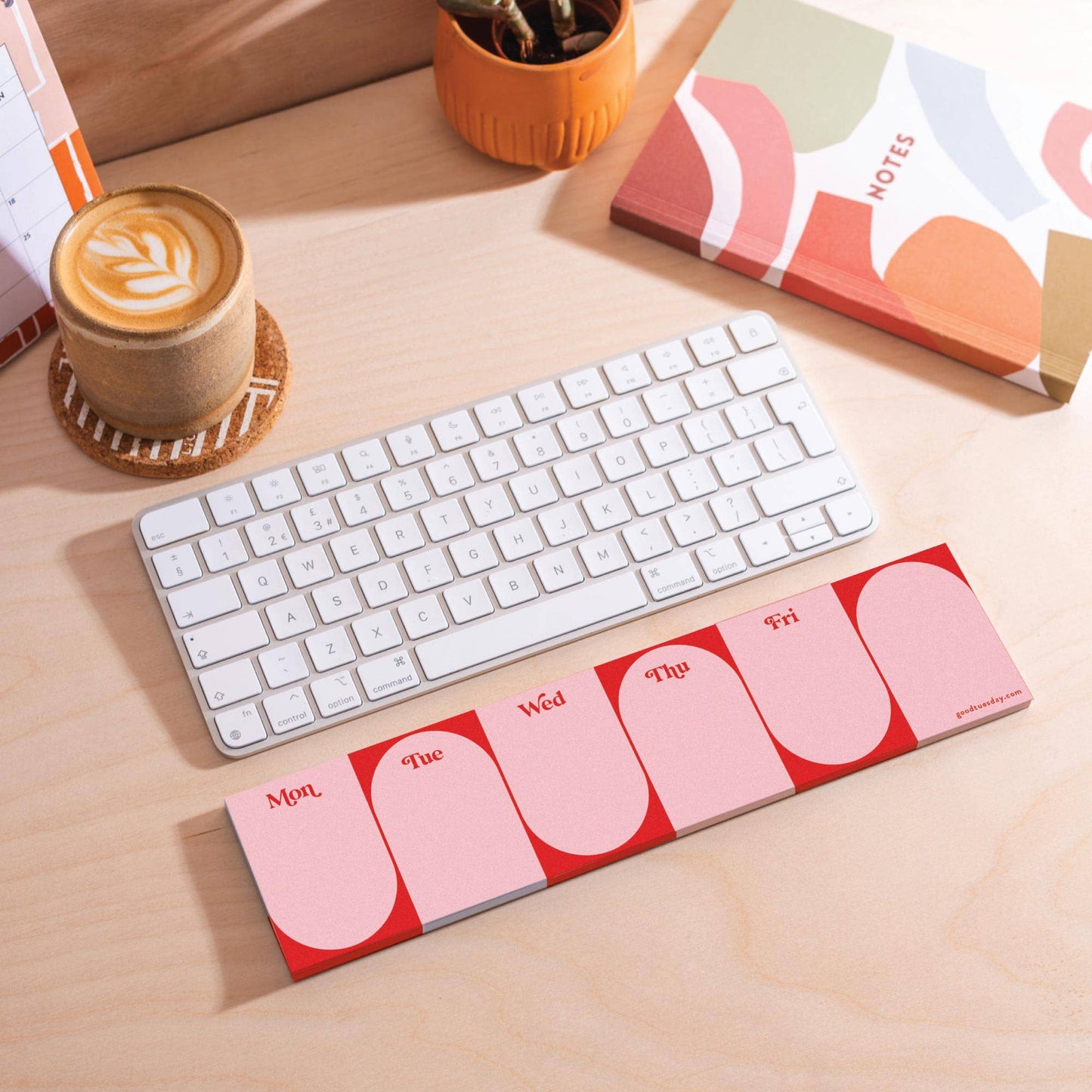 Keyboard Weekly Planner Pad | Pink & Red