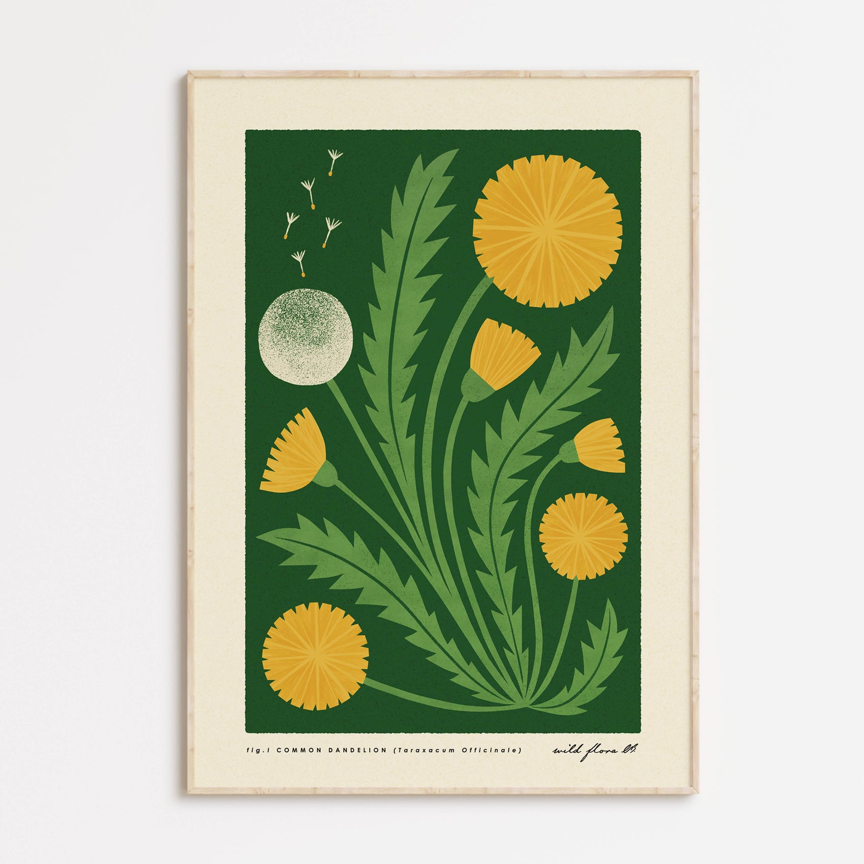 Dandelion | Modern-Retro Wildflower Art Print | Wall Decor: A4 - 210 x 297 mm (8.3 x 11.7 inches)