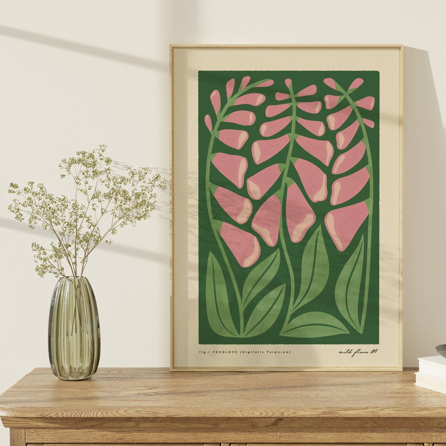 Foxglove | Modern-Retro Wildflower Art Print | Wall Decor: A4 - 210 x 297 mm (8.3 x 11.7 inches)