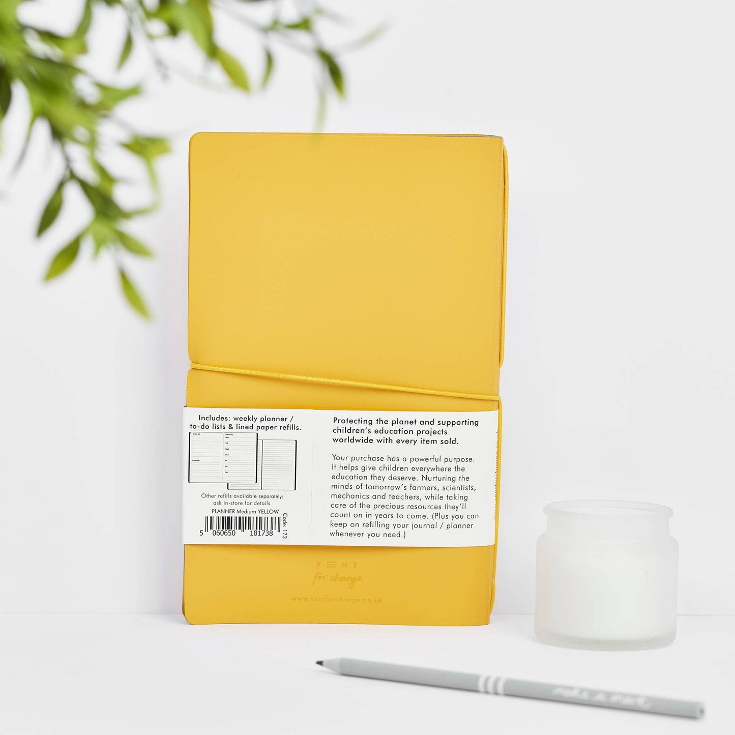 Make a Mark Refillable Planner Yellow - Recycled Leather