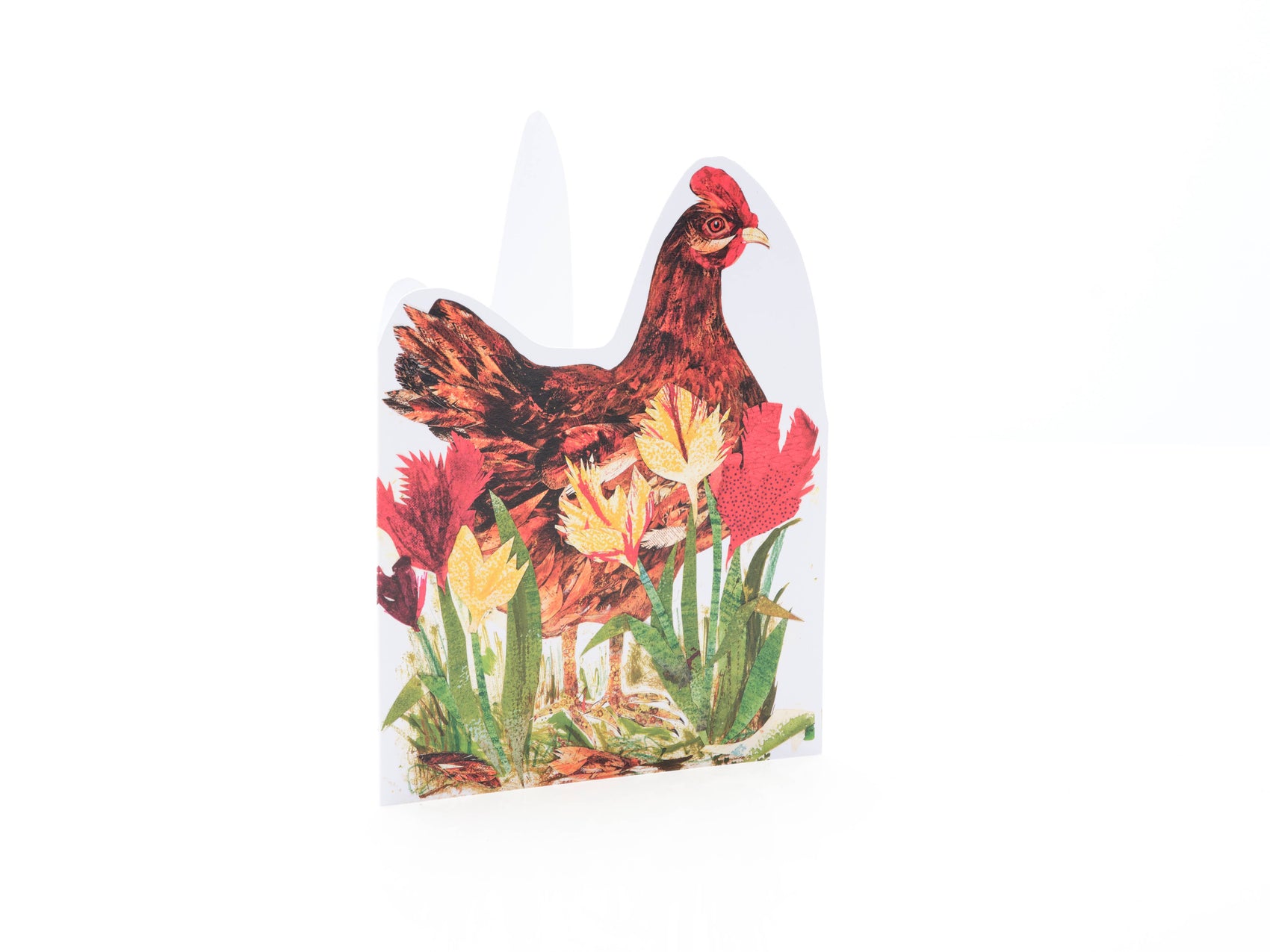 Penny in the Tulips die cut blank greeting card