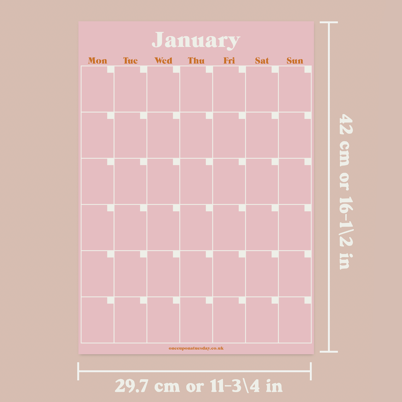 Monthly Undated A3 Wall Planner | 12 Pages | Pastels