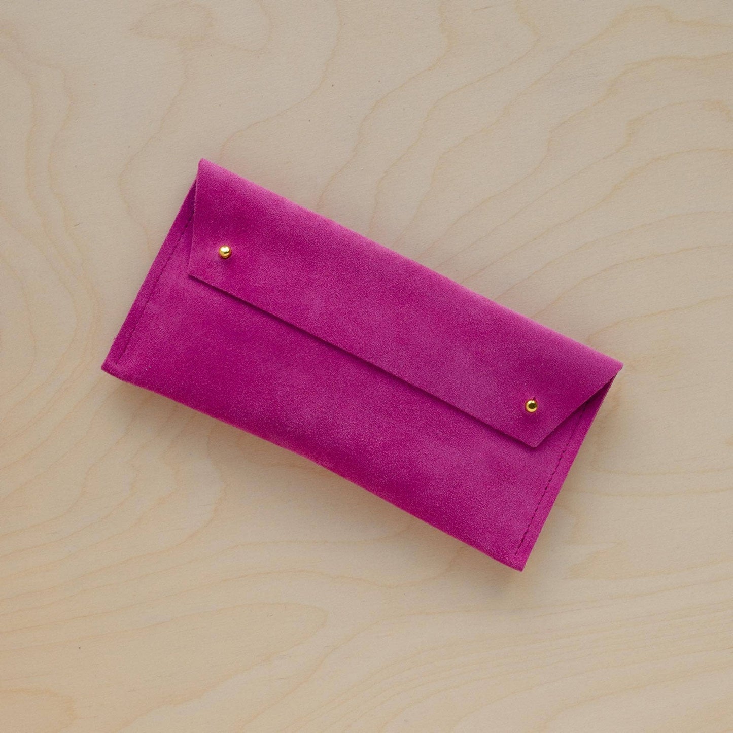 Suede Double Stud Glasses Case: Plum Purple / Gold
