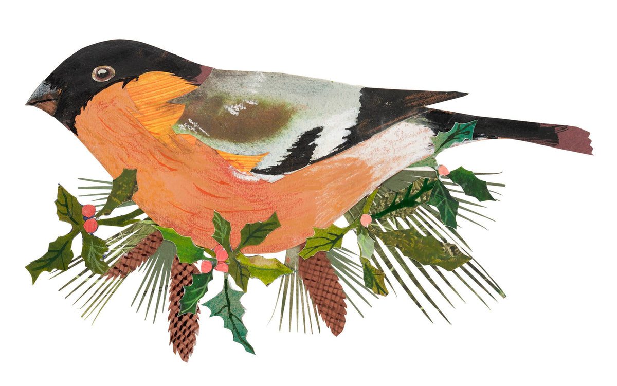 Festive Bullfinch birch plywood decoration 