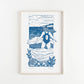 Sea Air riso print, swimmer, sea swim, windy, nature, woman
