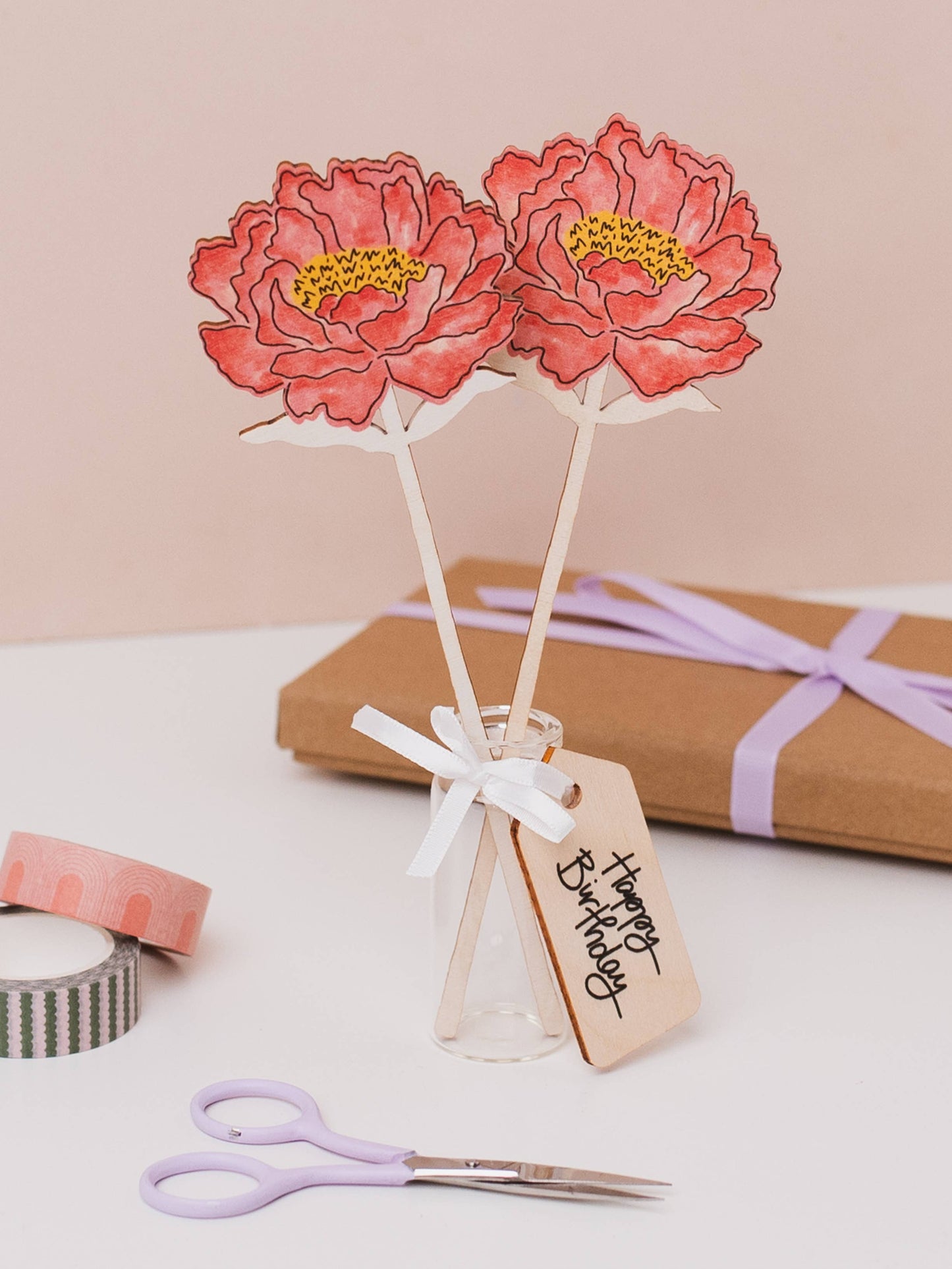 Wooden Peony – November Birth Flower - Sustainable Gift
