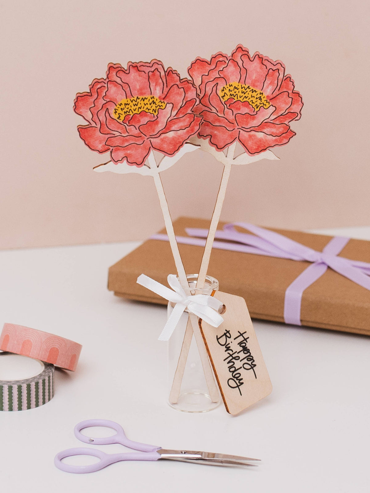 Wooden Peony – November Birth Flower - Sustainable Gift
