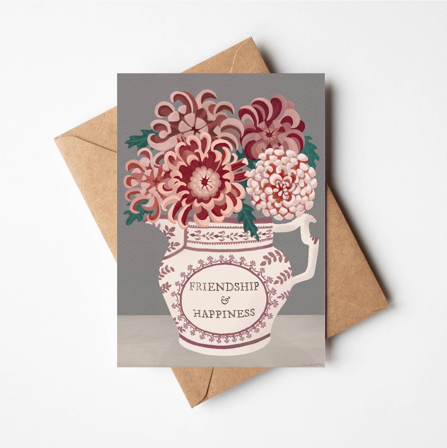 Chrysanthemums in Happiness Jug Card : Regular