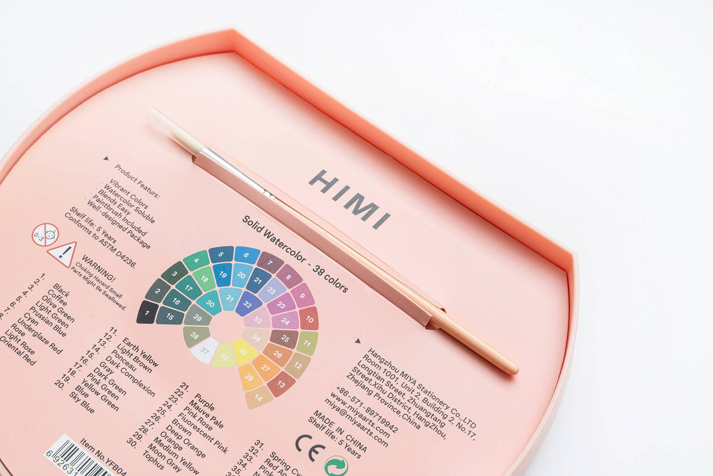 HIMI Solid Watercolour Set 38 In Pans Colours, Pink