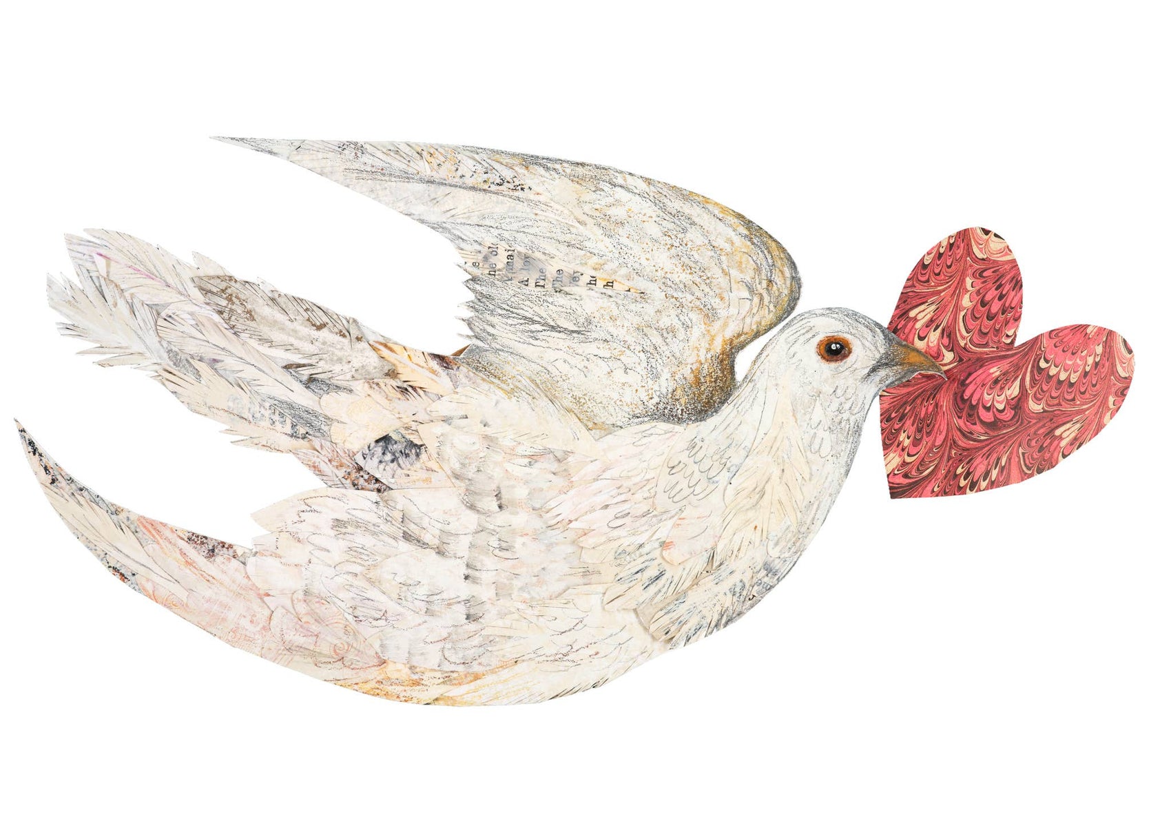 Dove Heart birch plywood decoration