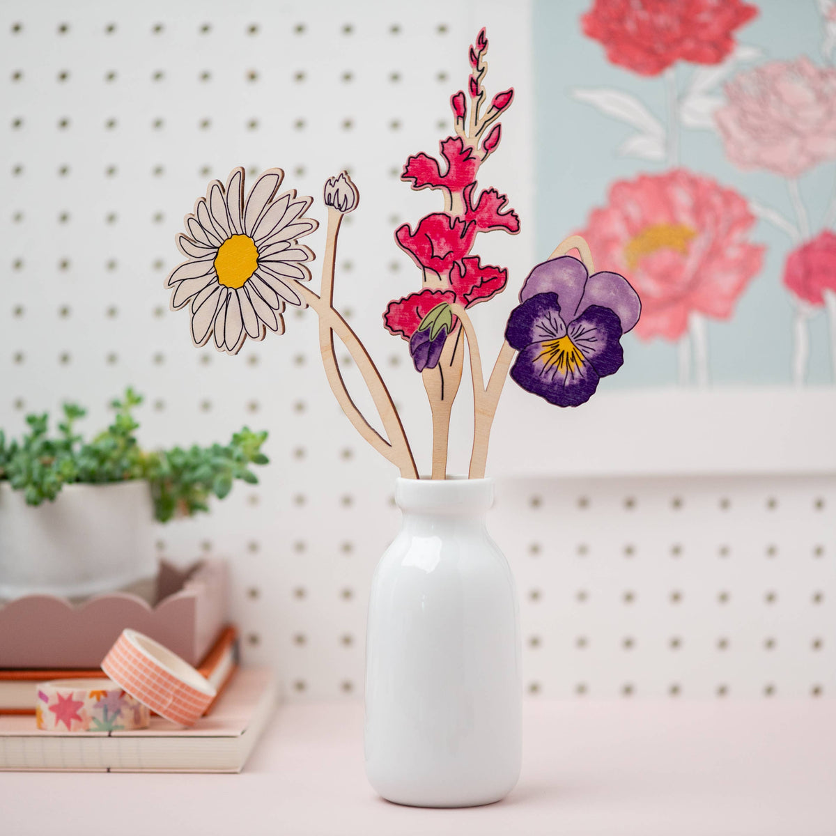 Wooden Birth Flowers - Sustainable Birthday Gift - UK Made: July - Delphinium