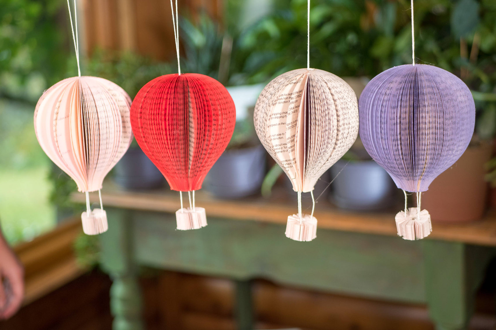 Hot Air Balloon Ornament-Bookish Decor-Christmas Ornament: Natural Book
