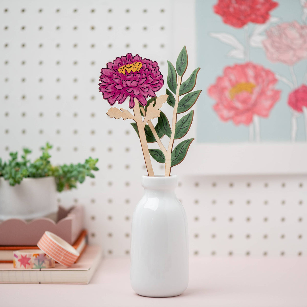 Wooden Birth Flowers - Sustainable Birthday Gift - UK Made: October - Marigold