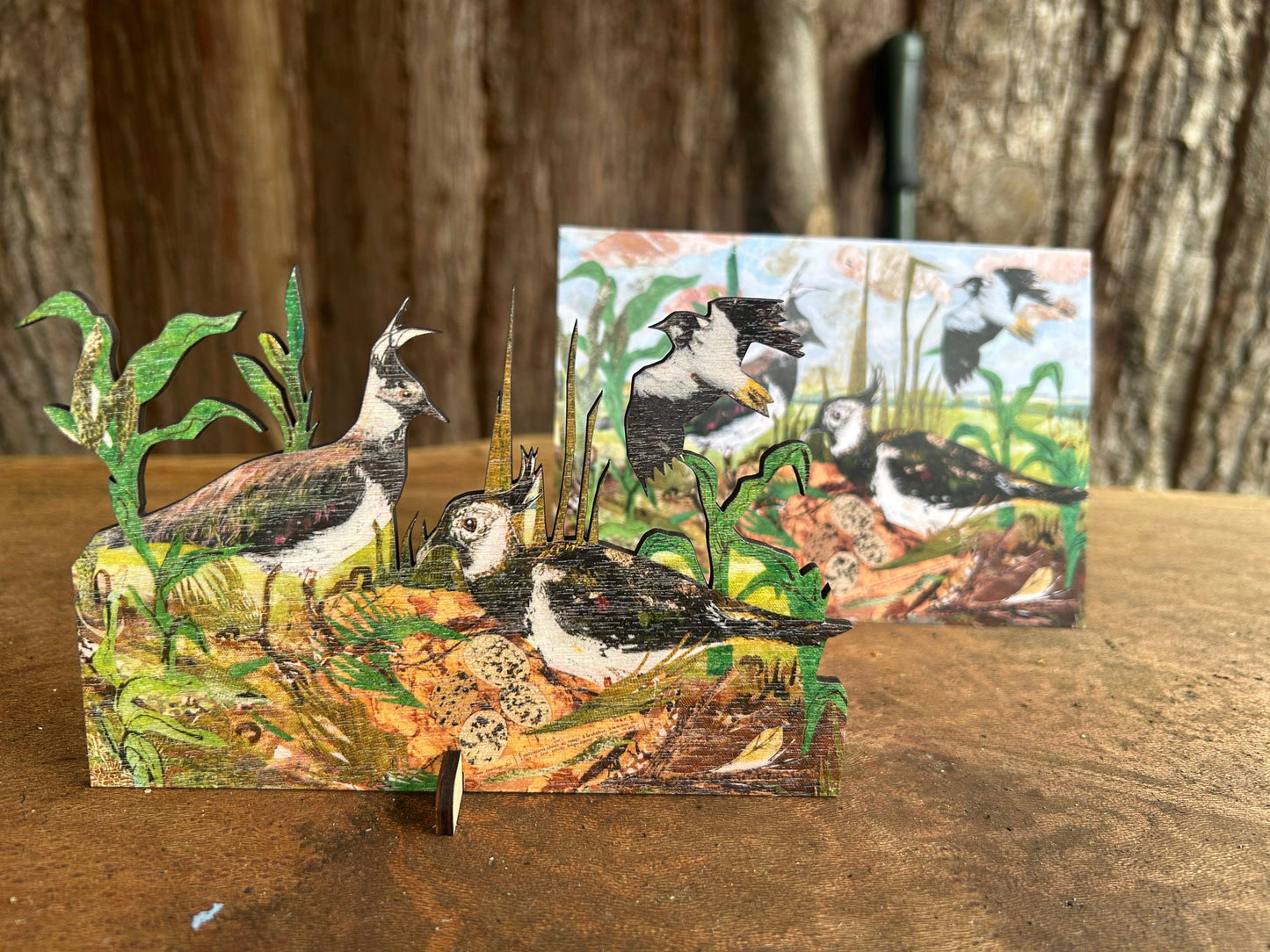 Lapwing Nest laser cut birch plywood keepsake and card