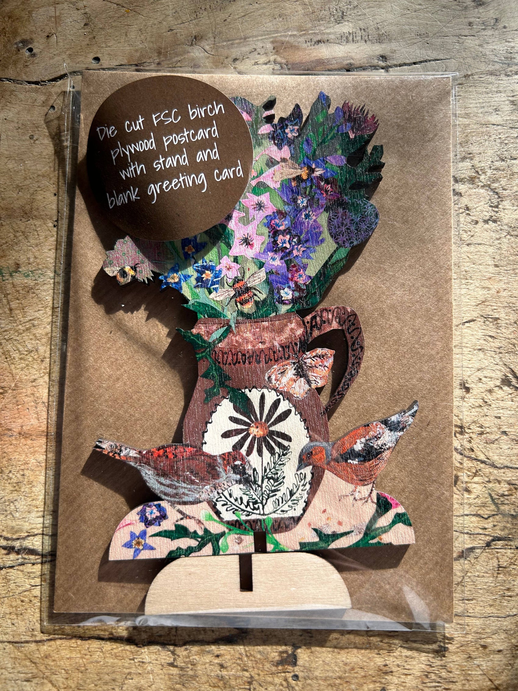 Summer Blooms laser cut birch plywood keepsake and stand.