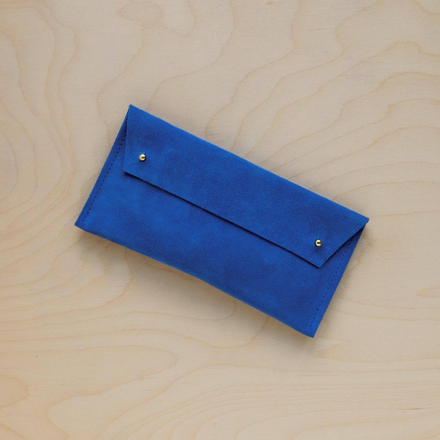 Suede Double Stud Glasses Case: Tan Brown / Gold