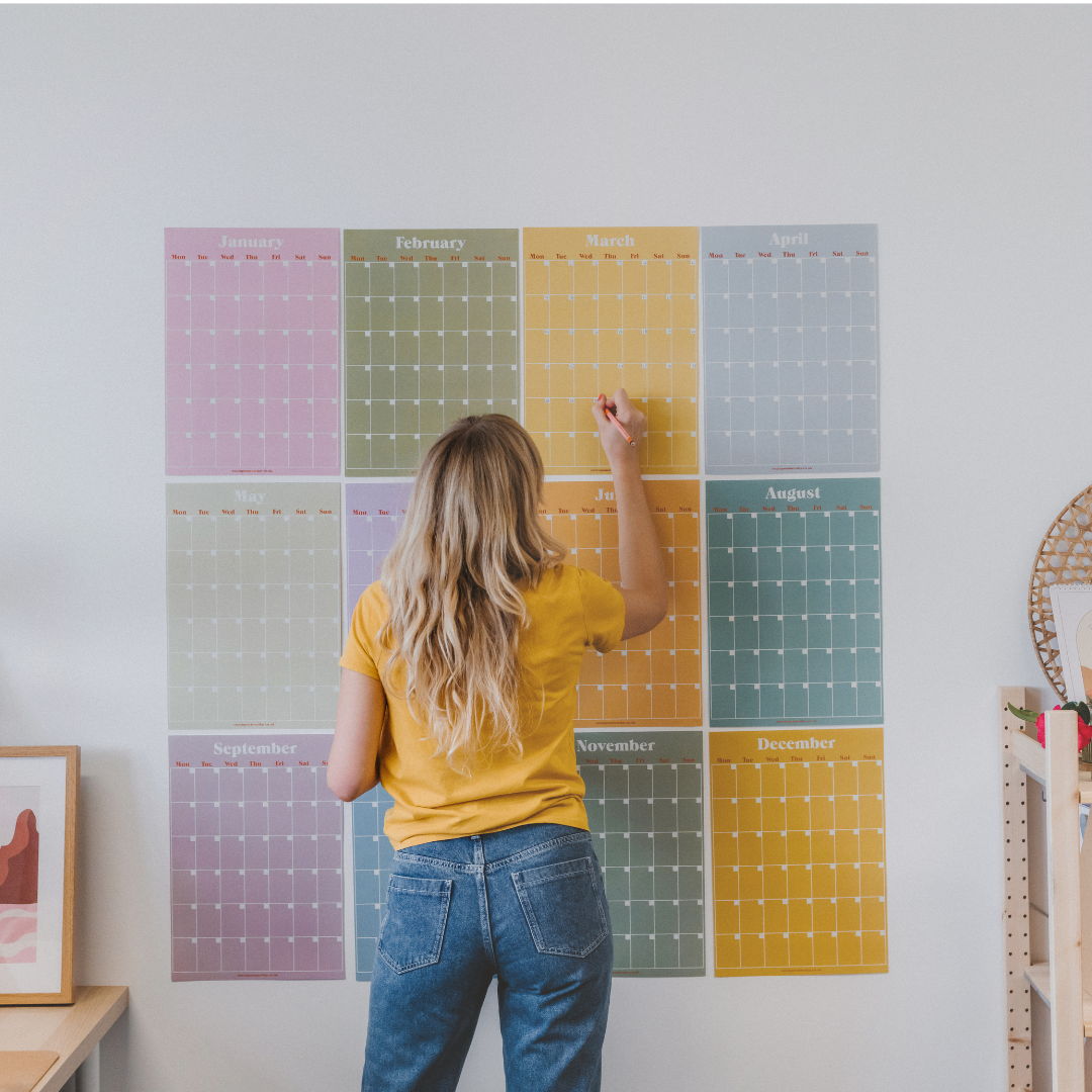 Monthly Undated A3 Wall Planner | 12 Pages | Pastels