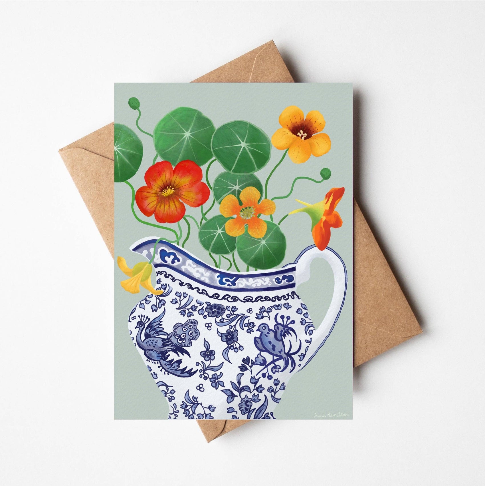 Nasturtiums in Bird Jug Cards