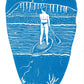 Paddle riso print, paddleboard, water, sea, beach, ocean