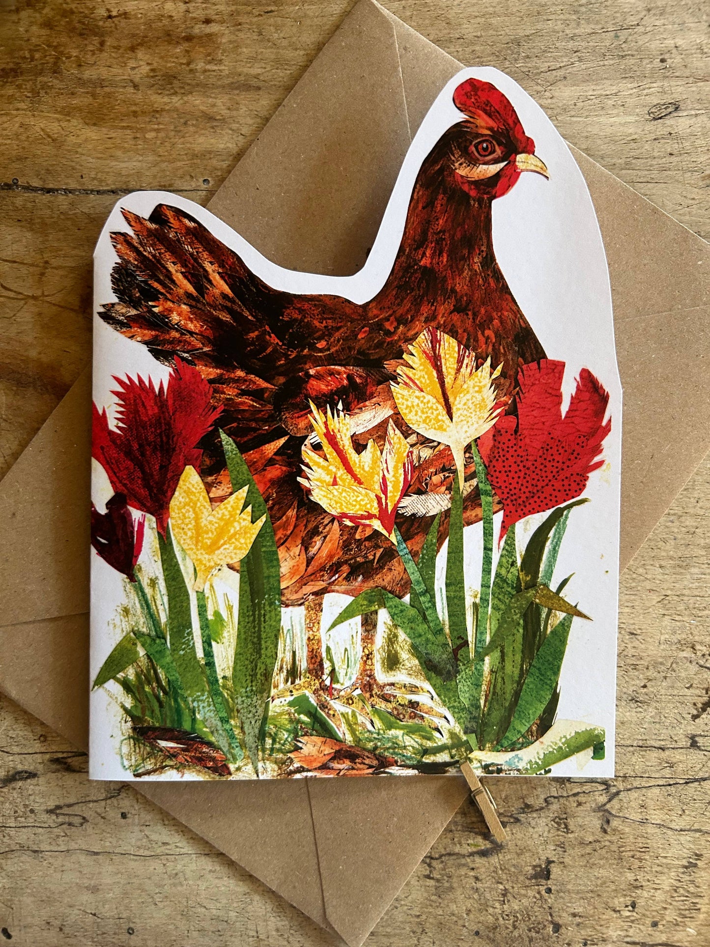 Penny in the Tulips die cut blank greeting card