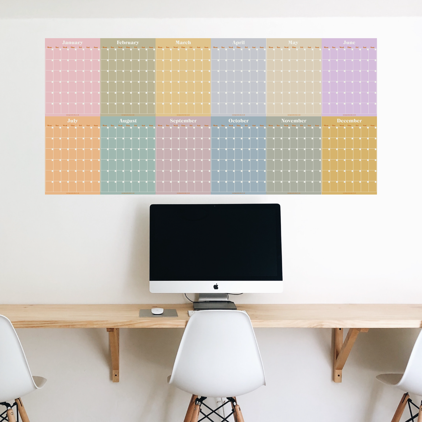 Monthly Undated A3 Wall Planner | 12 Pages | Pastels
