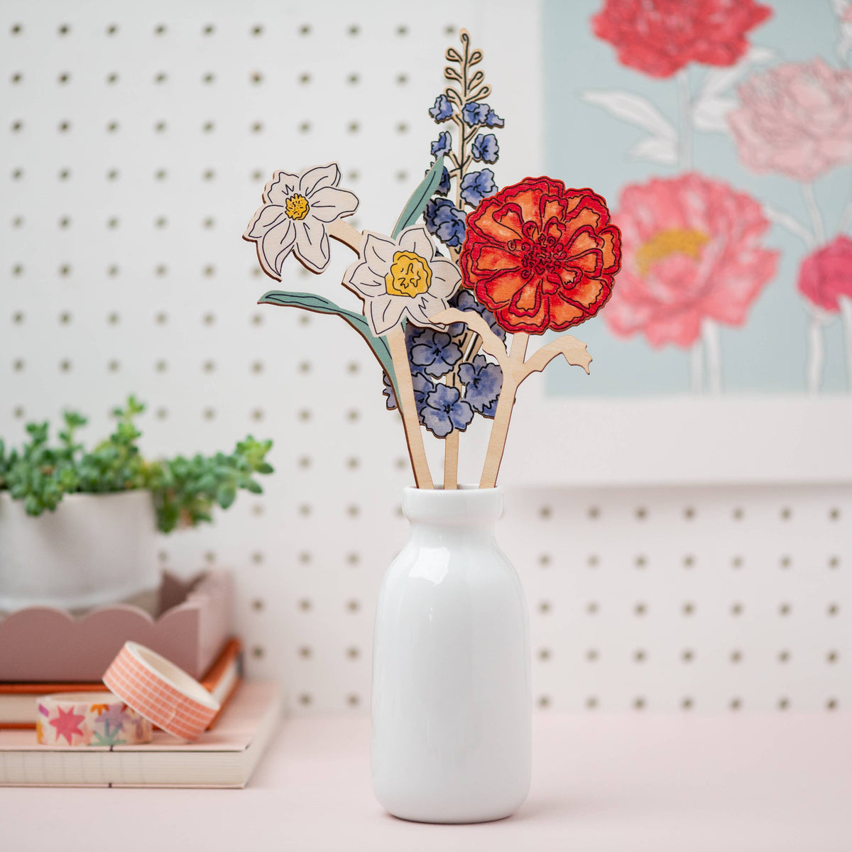 Wooden Birth Flowers - Sustainable Birthday Gift - UK Made: January - Carnation