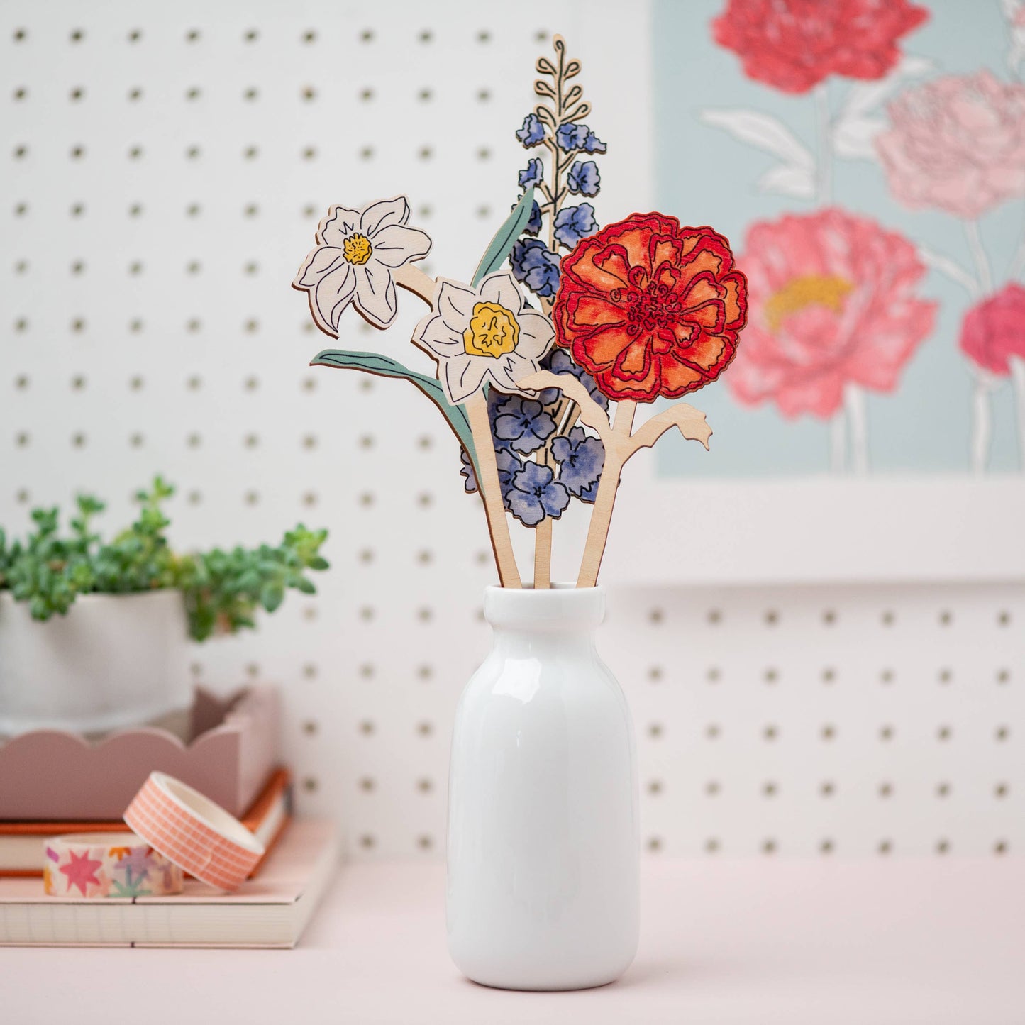 Wooden Birth Flowers - Sustainable Birthday Gift - UK Made: October - Marigold