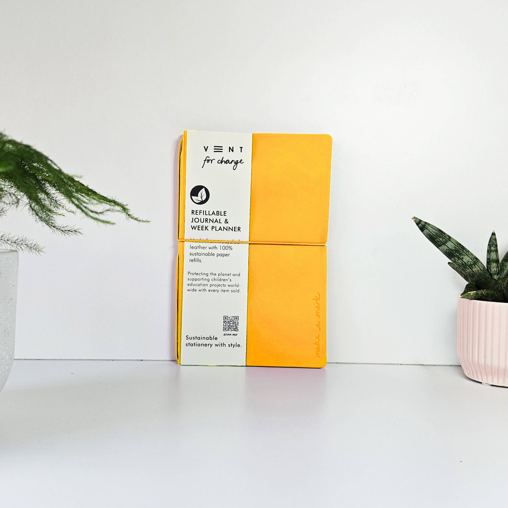 Make a Mark Refillable Planner Yellow - Recycled Leather