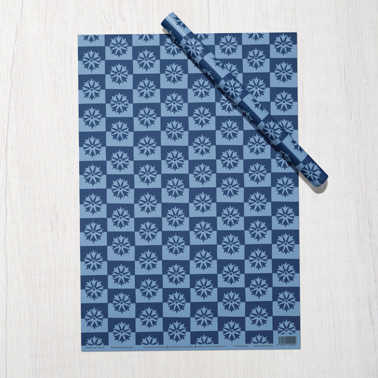 Cornflower Wildflower | Checkered Recycled Gift Wrap Paper
