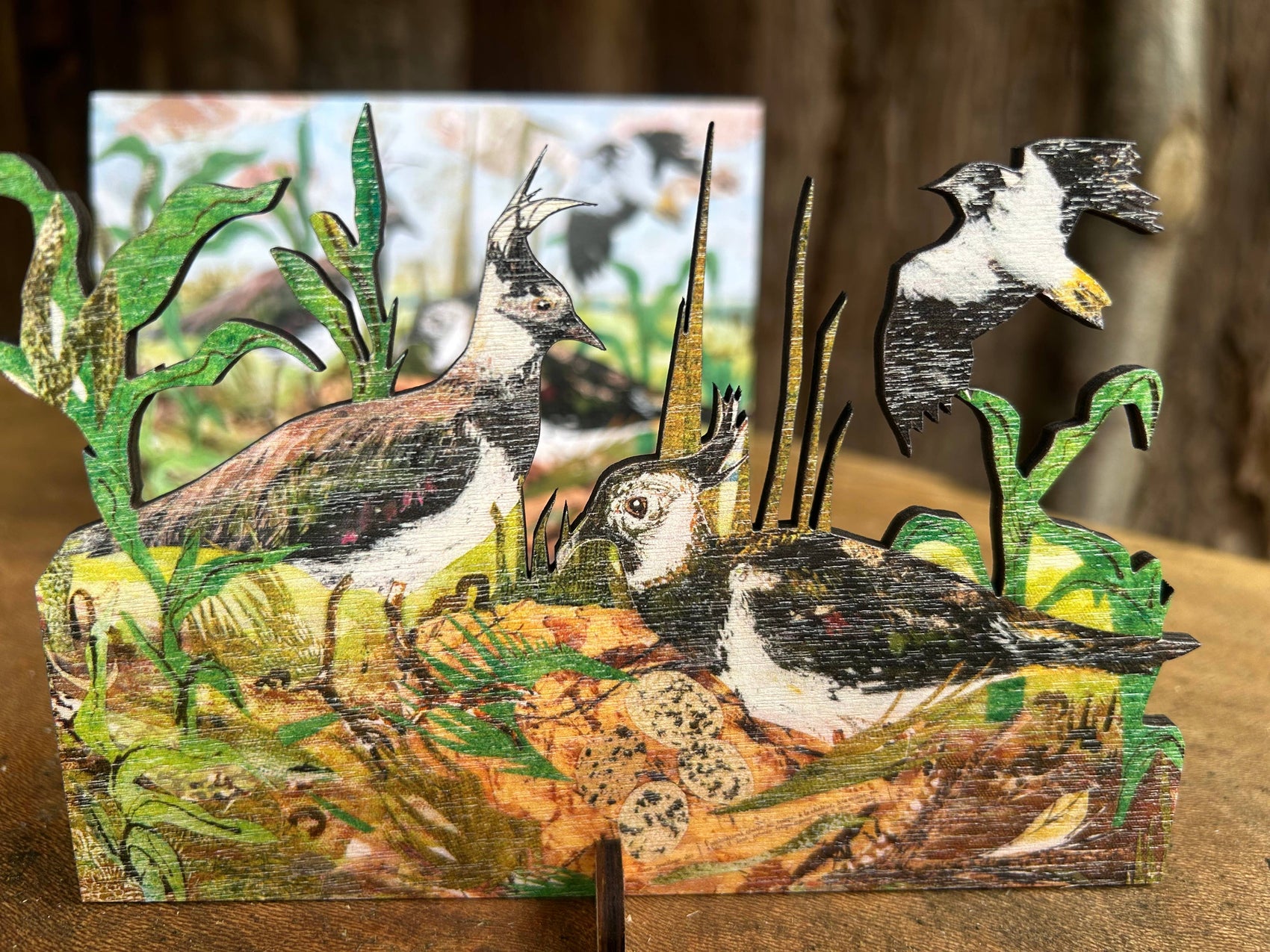Lapwing Nest laser cut birch plywood keepsake and card